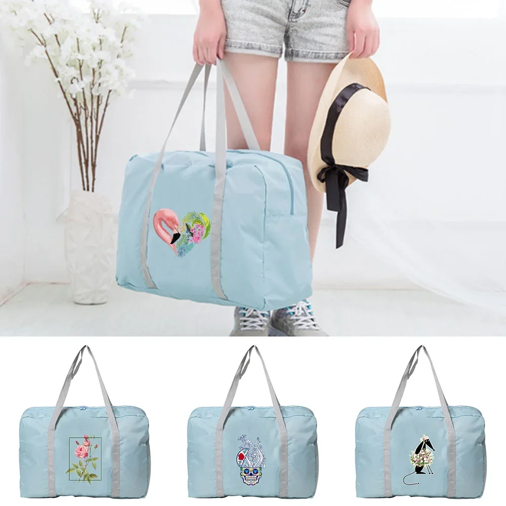 Women Travel Bag Large Organizer Camping Carry-on Luggage Pack Color Printed Traveling Accessories Duffle Storage Handbags Men