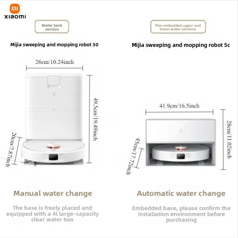 مكنسة كهربائية Xiaomi Sweeping Robot 5C الذكية، شفط قوي ومضاد للتشابك