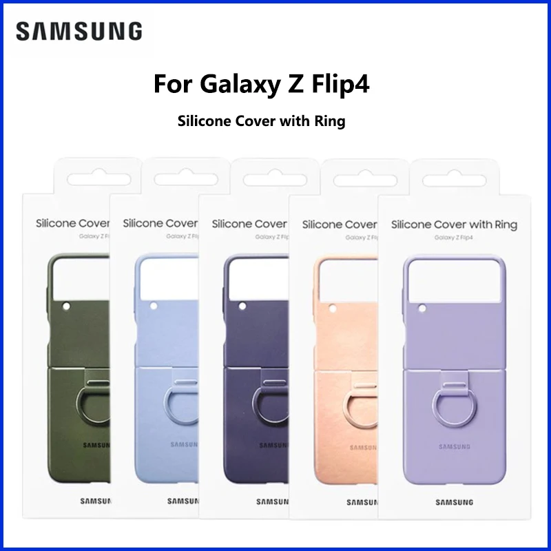 

Genuine Original For Samsung Galaxy ZFlip4 Silicone Cover with Ring Protective Phone Case with Finger Loop Matte Finish EF-PF721