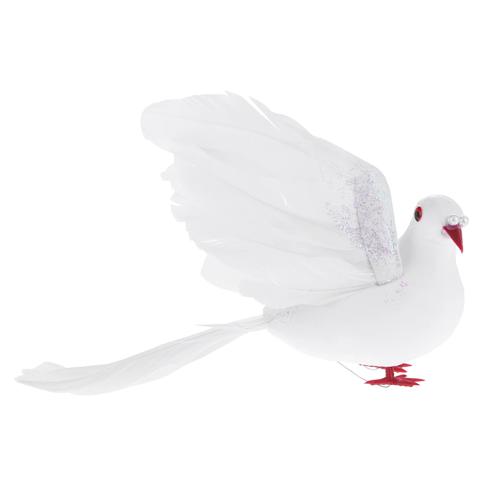 Model Feather Bird White Doves Portable Spread Wings Doves Foam Plastic Foot Multifunctional Wedding Decor for Home Party Props