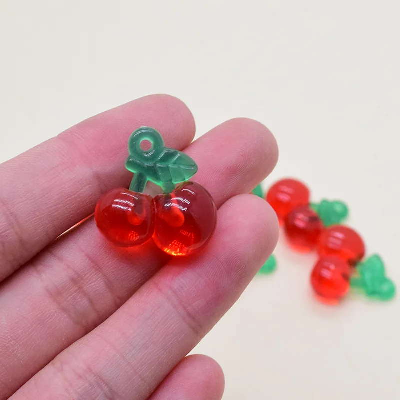 10pcs Acrylic Red Small Cherry Earring Charms Cute Fruit Pendant For Bracelet Choker Keychain Accessory DIY Sweet Jewelry Make