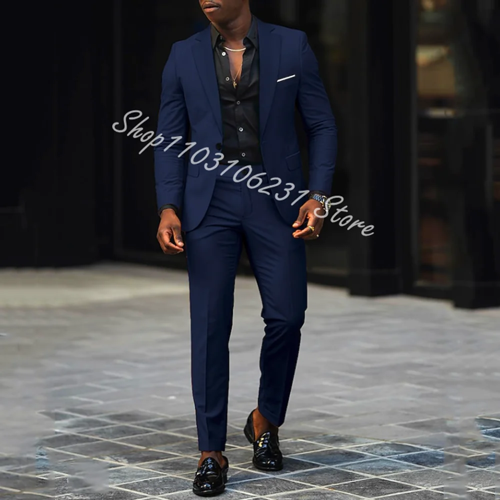 New Costume Slim Fit Men Suits Slim Fit Business Groom Tuxedos For Formal Wedding Suits Jacket Pants 2 Piece Terno Masculino