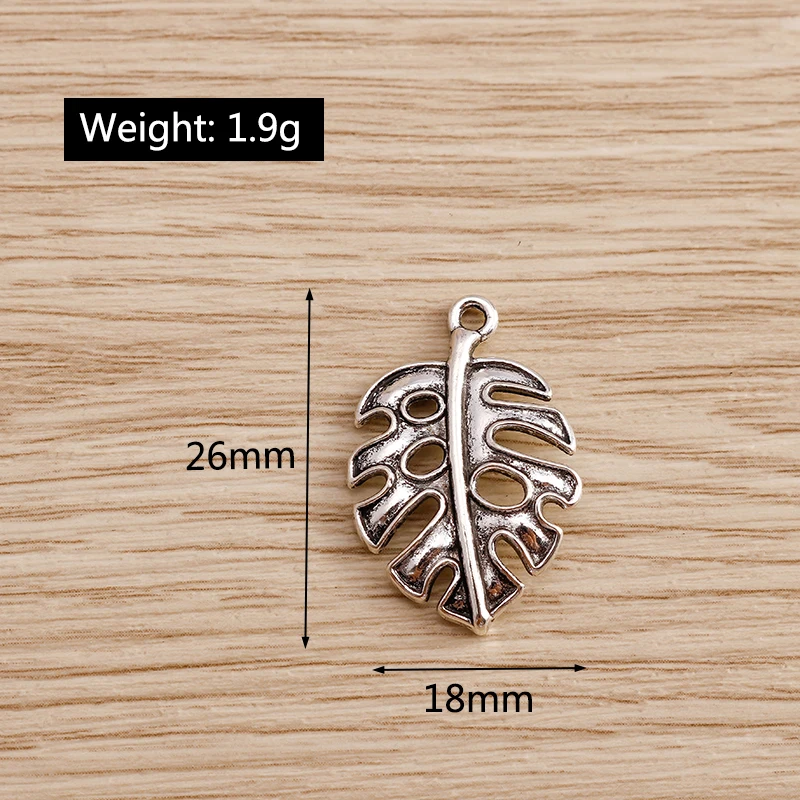 Tusember 20 Stück Legierungs-Pflanzenanhänger, Metall-Blatt-Blumen-Baum-Charms für Schmuckherstellung, Ohrringe, Halsketten, DIY-Armband-Zubehör – Detail 10