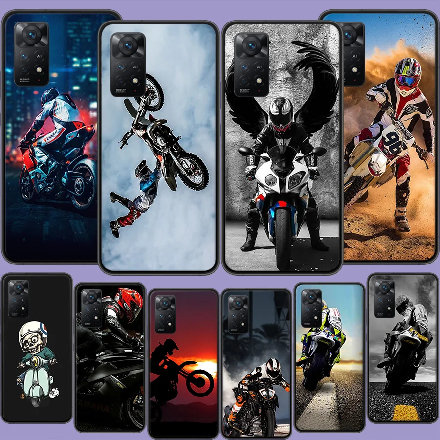 Moto Cross Motorcycle Sports Phone Case For Xiaomi Redmi Note 12 Pro Plus 5G 12S 11 11E 11T Pro 10 9 8 7 11S 10S 4G 9T 8T 9S Cap