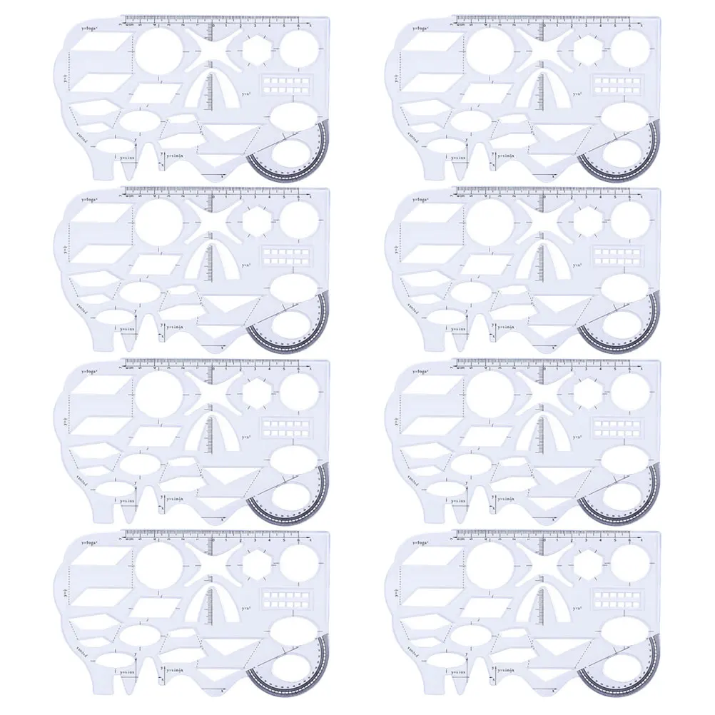 

8pcs French Curve Drafting Tools Geometric Stencils Transparent Ruler School Stationery Drawing Templates Shape Rulers