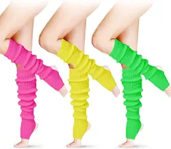 Christmas Women Winter Long Leg Warmers 24 Inch Over the Knee Ribbed Knit Leg Warmer for 80s Party Dance Sports