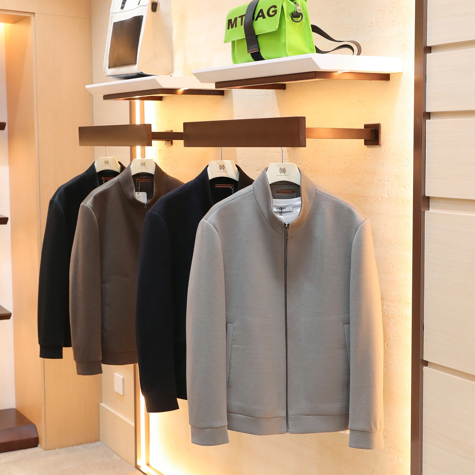 

Italian Luxury Knitted Wool Blend Casual Men's Jaet Autumn 2025 Stand Fit Zipper Closure Long Sve Stand Collar Coat