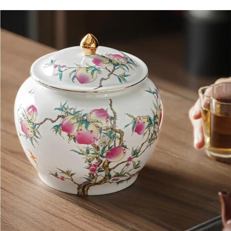 Large Ceramic Tea Caddy Moisture-proof Sealed Container Organizer Food Storage Bottle Box Gift