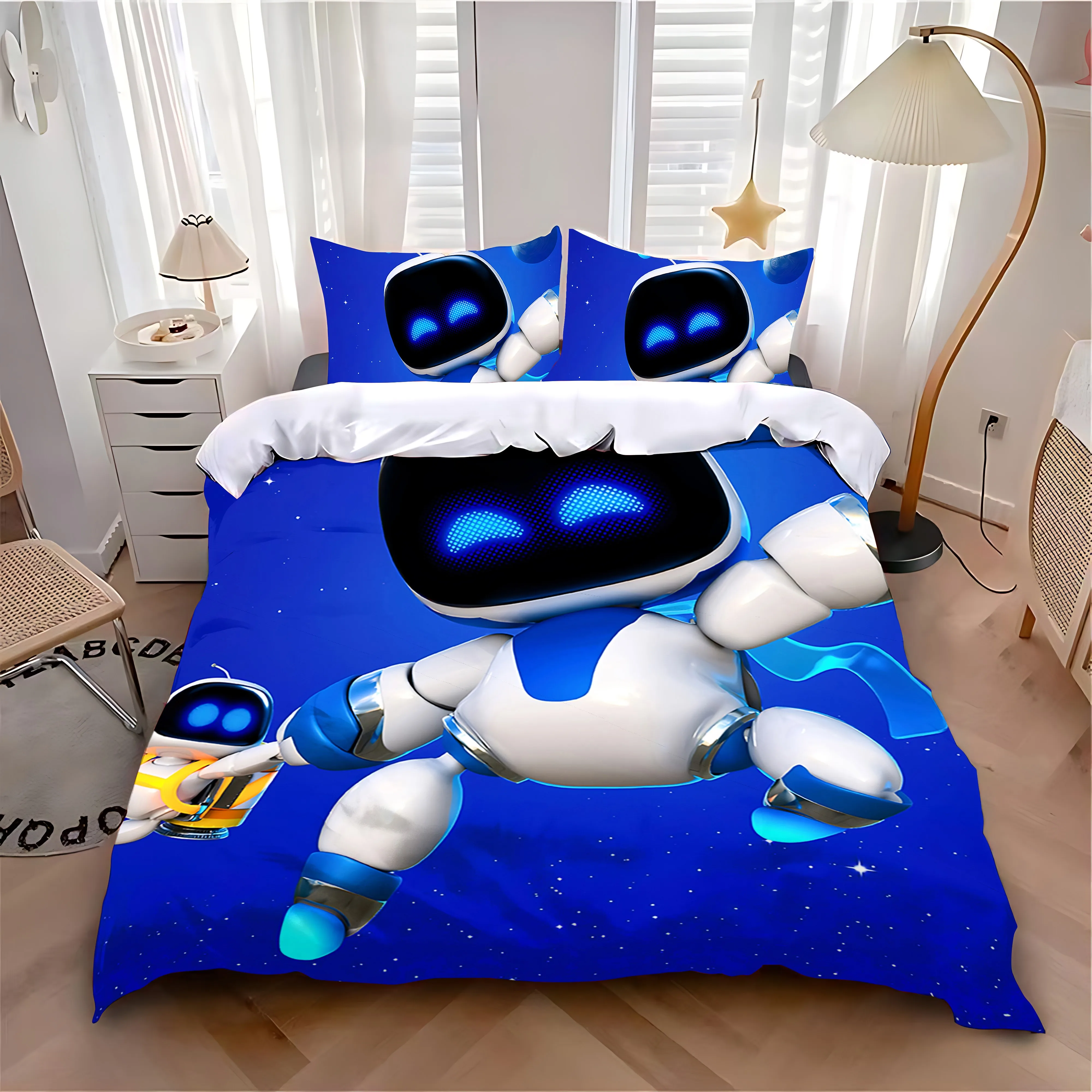 Duvet Cover Pillowcase Bedding Set Adult Boy Girl Bedroom Decoration Children Single Double Large Size Cute A-Astrobots B-Bots