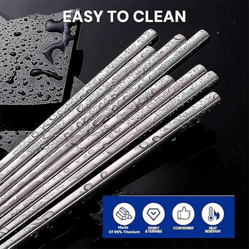 

Sliver Pure Titanium Chopsticks Lightweight Portable Dishwasher-safe Durable Titanium Tableware Perfect for Camping Picnic Use