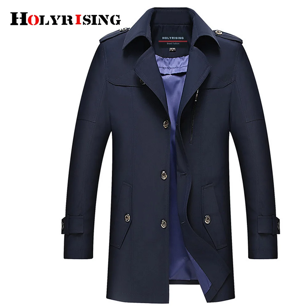 

Holyrising Men Trench Coat Long Windbreaker Turn Collar Overcoat Thin Trenchcoat Casual Windproof Outwear Mens Jackets 18541-5