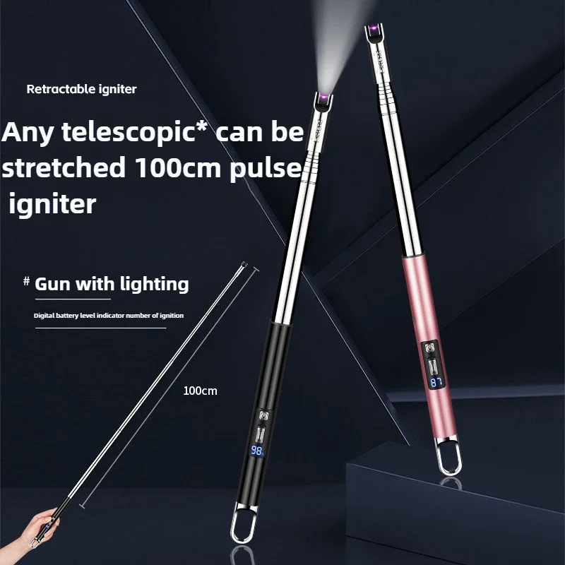 Ultra-Long Telescopic USB Arc Lighter Safe Eco-Friendly Rechargeable Igniter for BBQ Kitchen Fireplace Windproof USB Lighter