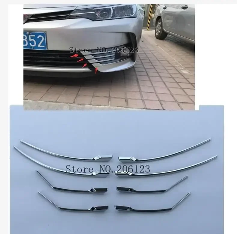 For Toyota Corolla 2017 2018 ABS Front Head Grille Grill Fog Light Foglight Lamp Decoration Strip Cover Sticker Trim A Set