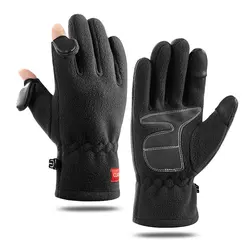 Uomo inverno pile polare Gel di silice antiscivolo Clamshell Show Finger Touch Screen guanto più velluto spesso caldo Sport guanto da ciclismo