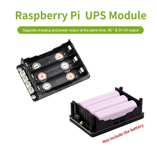 Raspberry Pi 5 UPS HAT soporta batería de litio 18650, fuente de alimentación ininterrumpida de 5V a través de bus I2C para Pi 4 Modelo B
