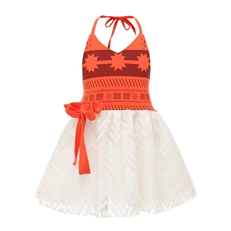Halloween Carnival New Moana Short Sleeves Dress for Girl Cosplay Moana Princess dress Toddler Vaiana Cute Two Piece Set