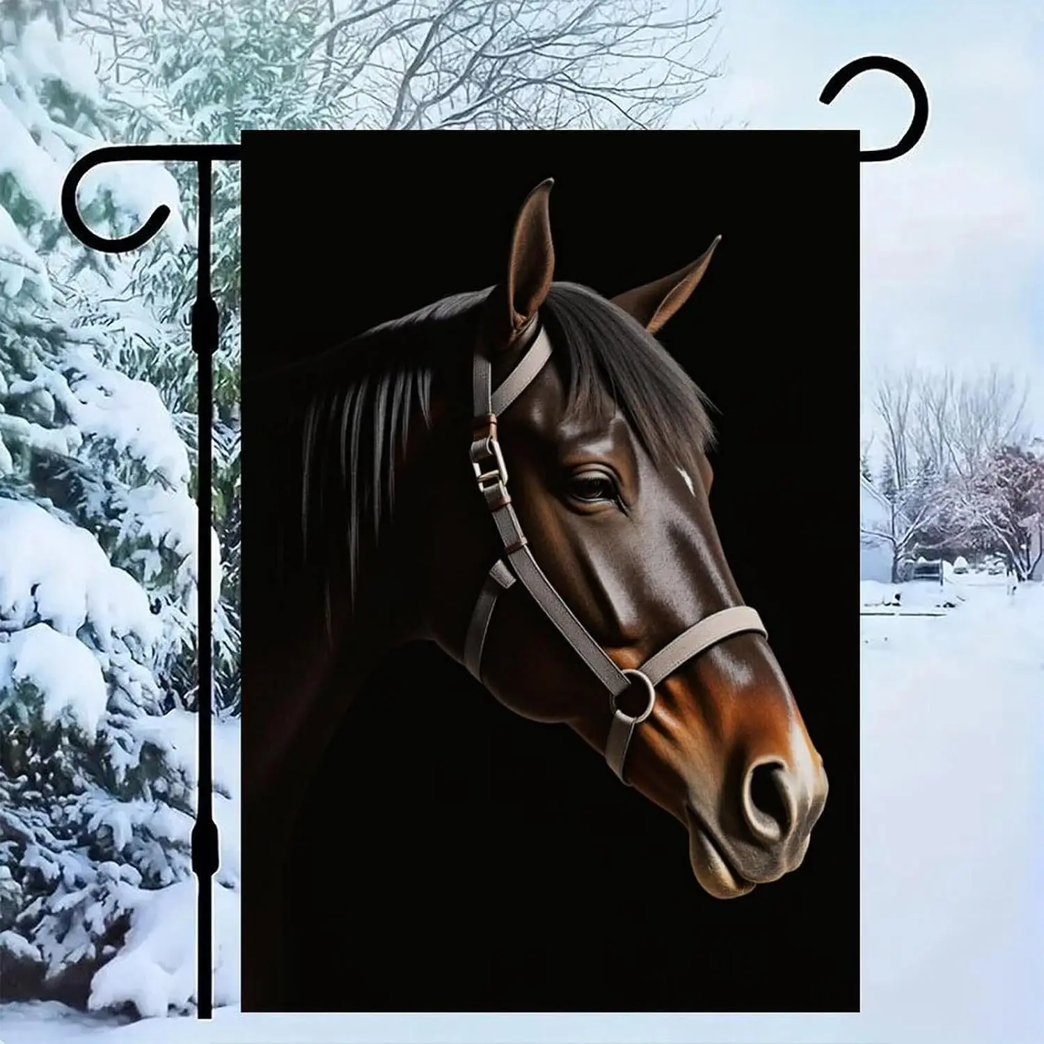 Rustic Barn Brown Horse Garden Flag 12x18 Inch - Small Vertical Burlap Yard Flags, Rustic Farmhouse Outdoor Decor for Lawn P MMZ