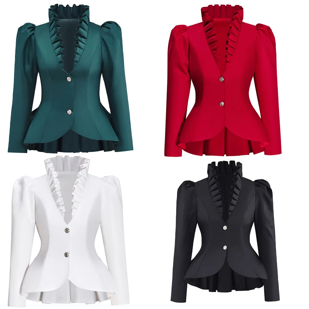 

Medieval Edwarden Retro jacket Victorian women Red Stand Collar Jacket Renessiance Belle Gown Jacket