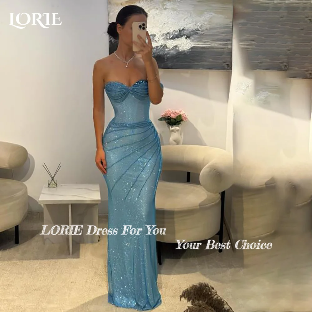 LORIE فستان سهرة عربي بكتف واحد ثنيات لامعة طول الأرض حورية البحر فساتين لحضور الحفلات الموسيقية ثنيات عربية للحفلات مخصصة 2026