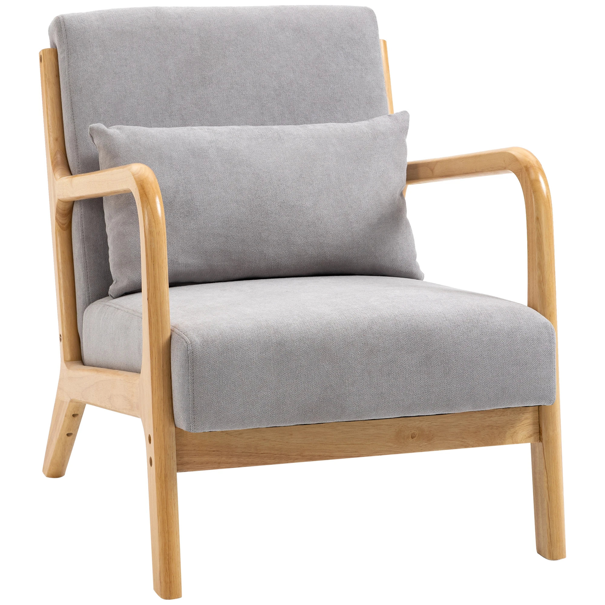 HOMCOM Nordic armchair with armrest cushion load 120 kg 61x78x76 cm Gray