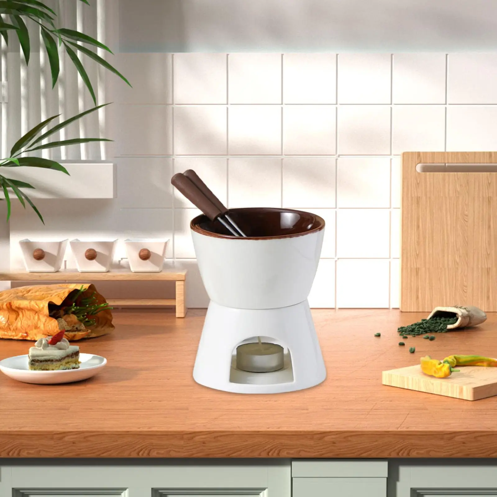 שוקולד פונדו סיר תה אור פורצלן היתוך יום יום יום שוקולד פונדו סיר פונדו סט נמס