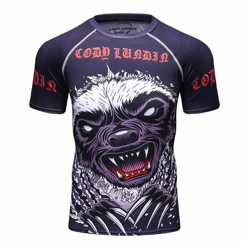 MMA Rashguard Jiu Jitsu Bjj Training Short Sleeve Fitness Muay Thai Boxing Sports Sweater Boxing Jerseys T Shirt Men\'s Quick Dry