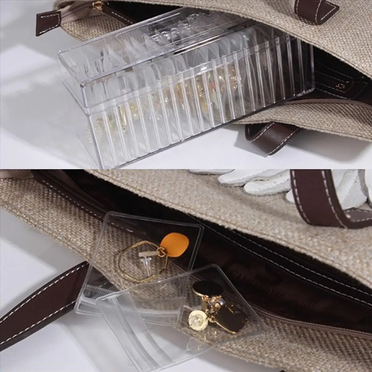 

Верхний 3X акриловый органайзер для шкатулки для драгоценностей, с 60 портативными сумками для ювелирных изделий с защитой от тускнения, органайзер для дорожных ювелирных изделий