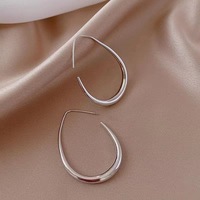 925 Sterling Silver Golden Ellipse Hoop Earrings For Women Ladies Wedding Engagement Female Jewelry Gift Money 925 Jewellery
