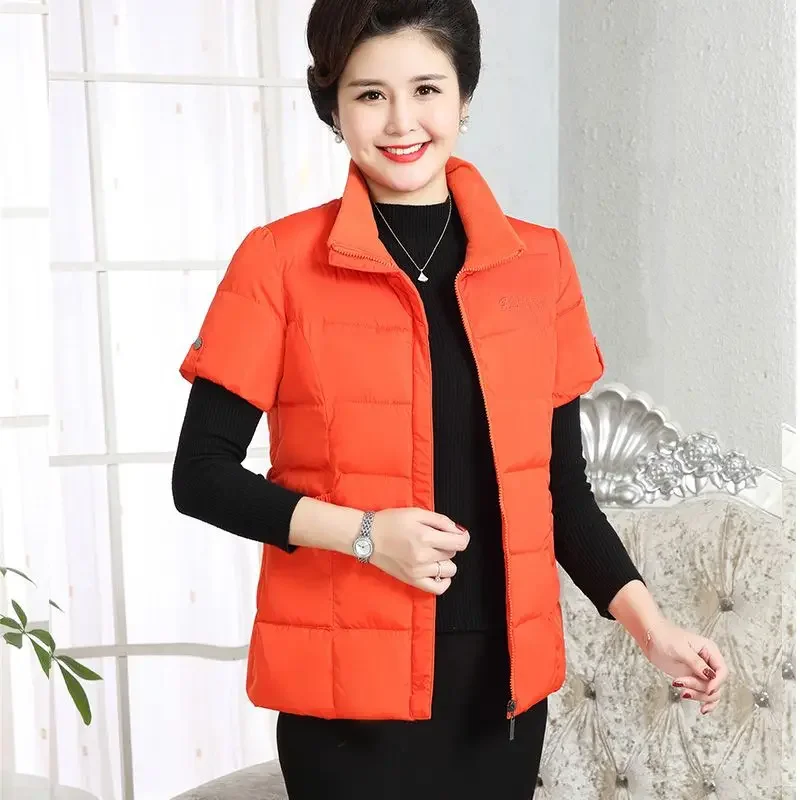 New Women\'s Cotton Vest Short Sleeve Jacket Winter Cardigan Warm Brand Loose Coat Designer Clothing Oversize Thickening