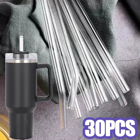 30cm Replacement Long Transparent Straw Compatible with Stanley 40/30 oz Cup Tumbler,for Stanley Plastic Clear Straws With Brush
