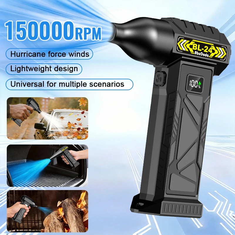 Brushless Cordless Garden Air Blower 150000RPM High Power Turbo Jet Fan USB Rechargeable for Yard Lawn Leaf Snow Patio Cleaning