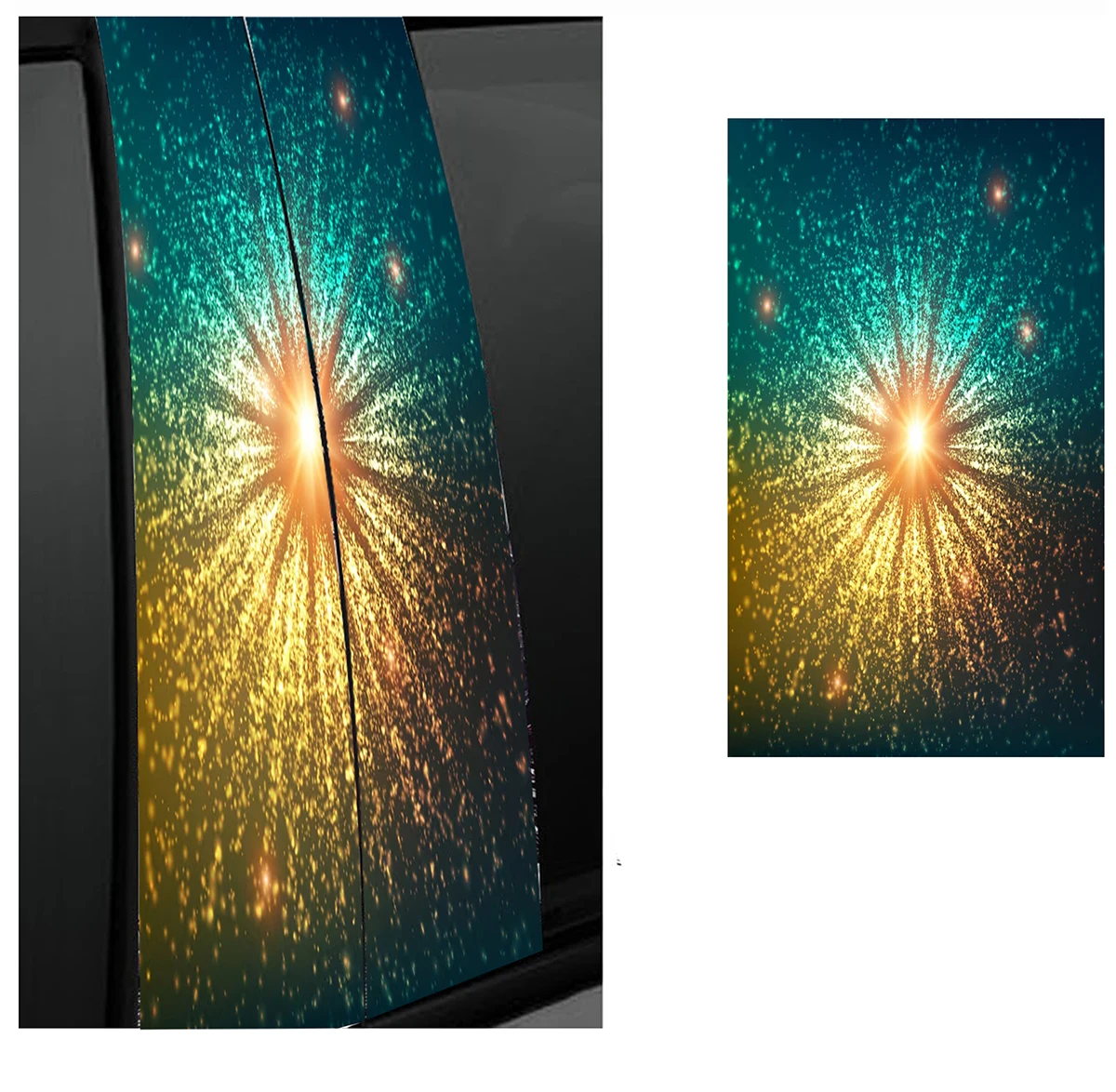Car Pillar Stickers Glitter Galaxy Snowflake Christmas Ball Door Decals Waterproof B Column Anti Scratch Vinyl Exterior Decor