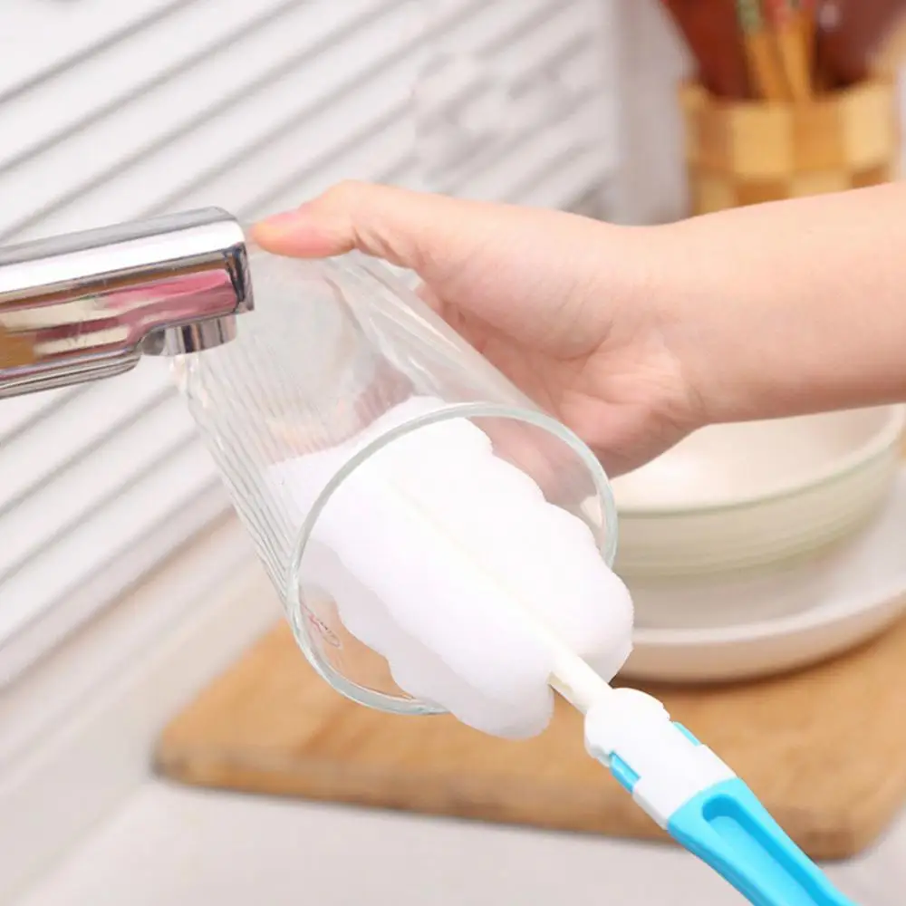 Spazzola per la pulizia della tazza di vetro della bottiglia manico lungo spazzola in spugna morbida spazzola per la pulizia detergente per bicchieri da vino strumento per la pulizia della cucina
