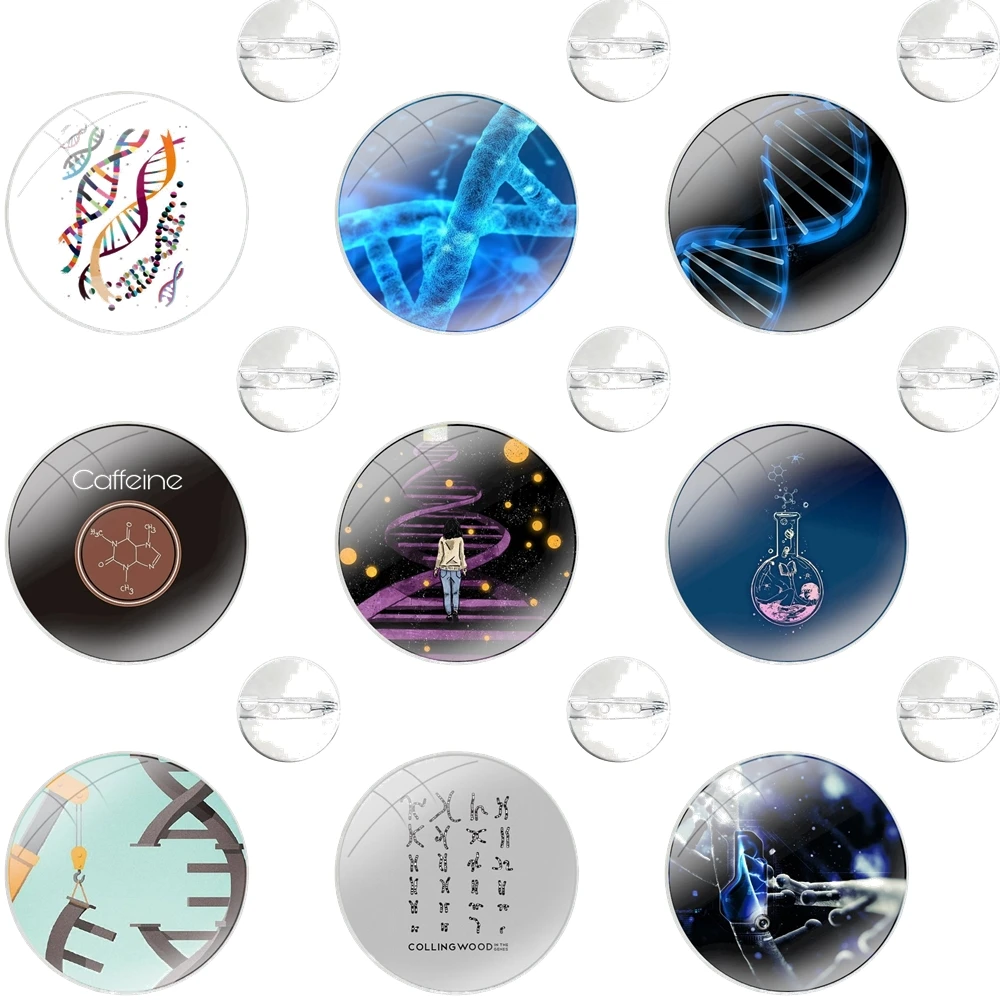 Retro DNA Science Illustration Badge Brooch Pin Accessories For Clothes Backpack Decoration gift