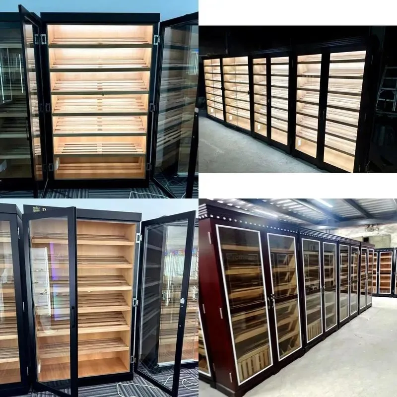 Premium Spanish Fir Laminated Cigar Storage Display Cabinet Commercial Large Capacity Humidor for Store Use