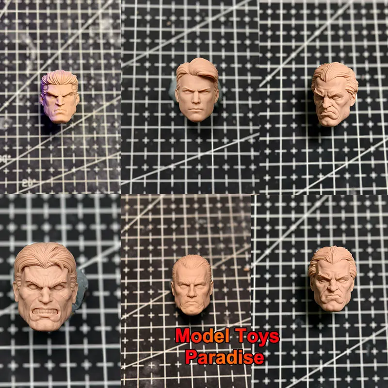 

Unpainted DIY 1/12 Scale Men Soldier Punisher White Model Head Antihero Head Sculpt Fit 6Inch Action Figure Body