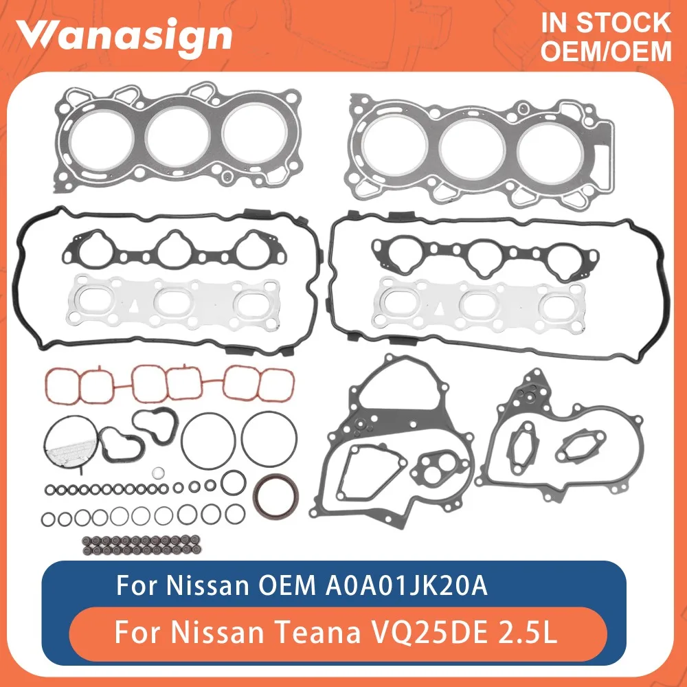 Engine Cylinder Head Gasket Set Fit 2.5 L For Nissan Infiniti Teana VQ25DE VQ25HR J32Z A0A01JK20A 2.5L V6 04-15 A0A01-JK20A