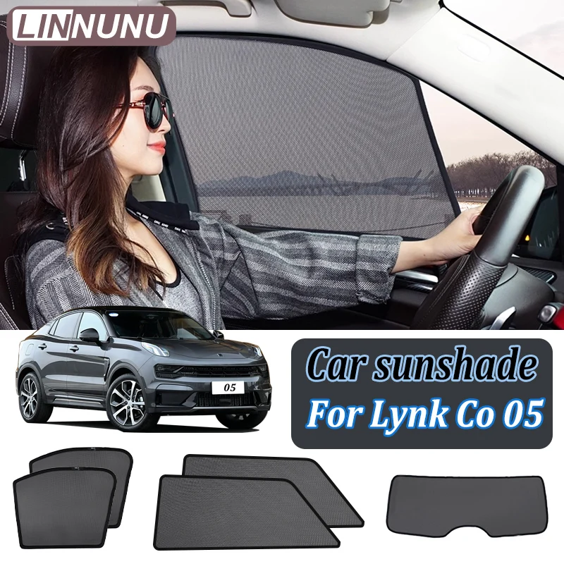 Linnunu Magnetic Car Window Sun Shade for Lynk & Co 05 Phev Mesh Privacy Anti-Peep Curtain Uv Protection Visor Heat Insulation