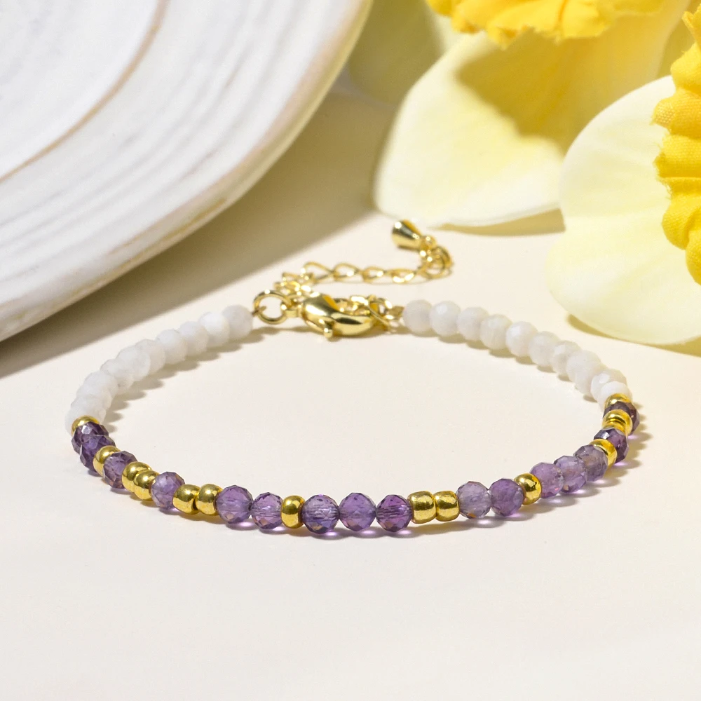 Morse Code Bracelet Moonstone Labradorite Faceted Rounds and Glass Seed Beads Bracelet Conceals the message Until we meet again