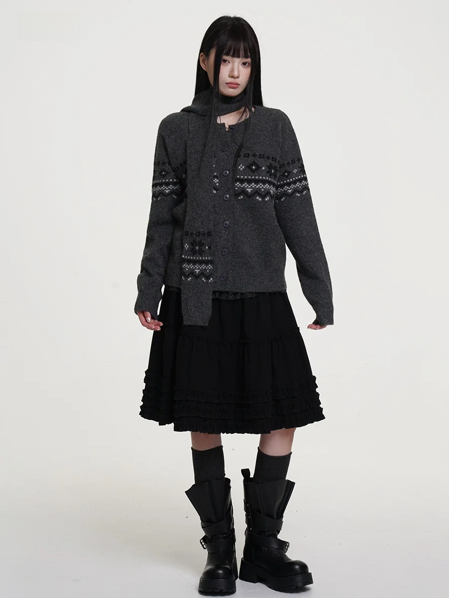 

Вязаный кардиган Vee2 Fair Isle, женский, осенне-зимний, повседневный, свободного кроя, вязаный, в стиле Sweet Cisas Aosphere