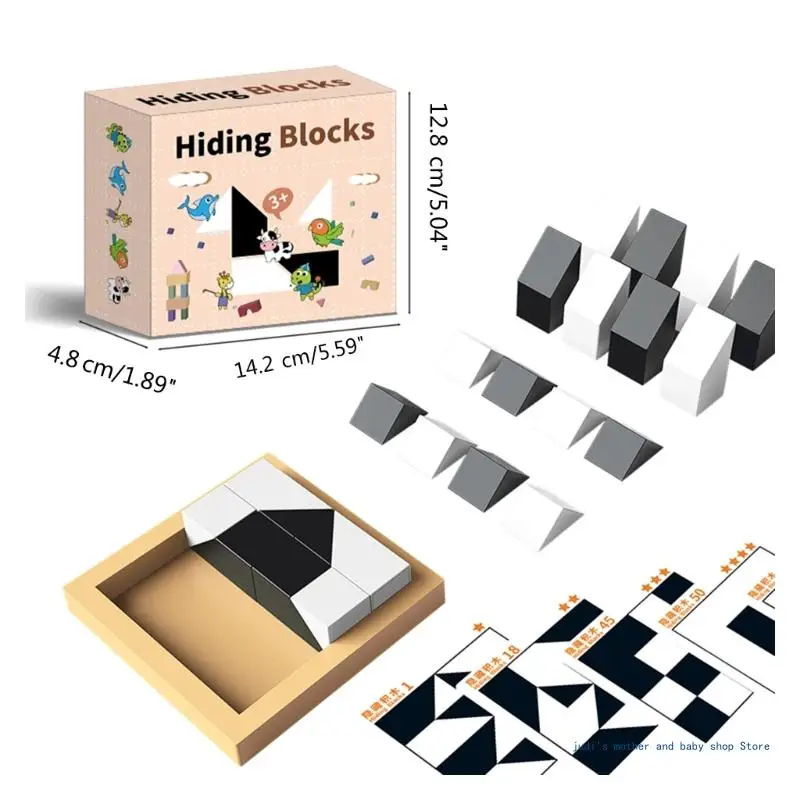 67JC Hiding Block Set for Children Montessori Puzzle Block Toy Intelligence Puzzle Learning Toy Kids Birthday Gift