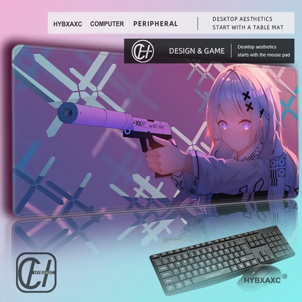 

HYBXAXC Gun cute girl csgo fps boys esports thickens oversized mousepad tablepad keyboard pad can be customized with non-slip