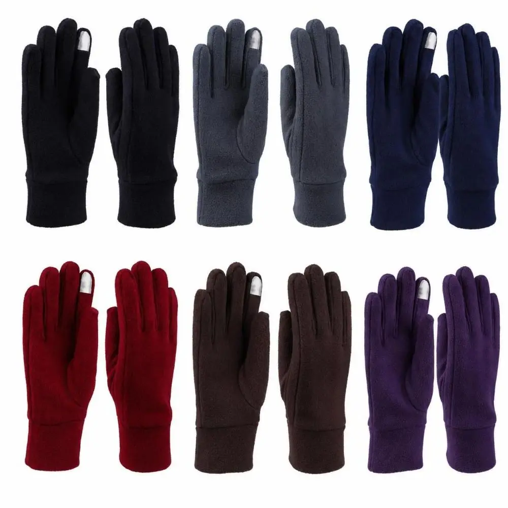 Unisex Polar Fleece Polar Fleece Gloves Solid Color Windproof Thermal Winter Gloves Full Finger Full Finger Gloves