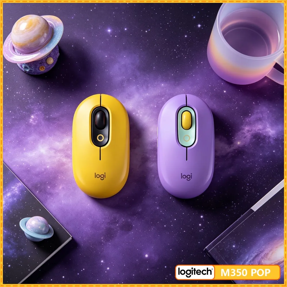 Logitech M350 POP Pebble Mouse - Recycled Plastic, High-Precision Tracking, Silent Scroll, 18-Month Battery