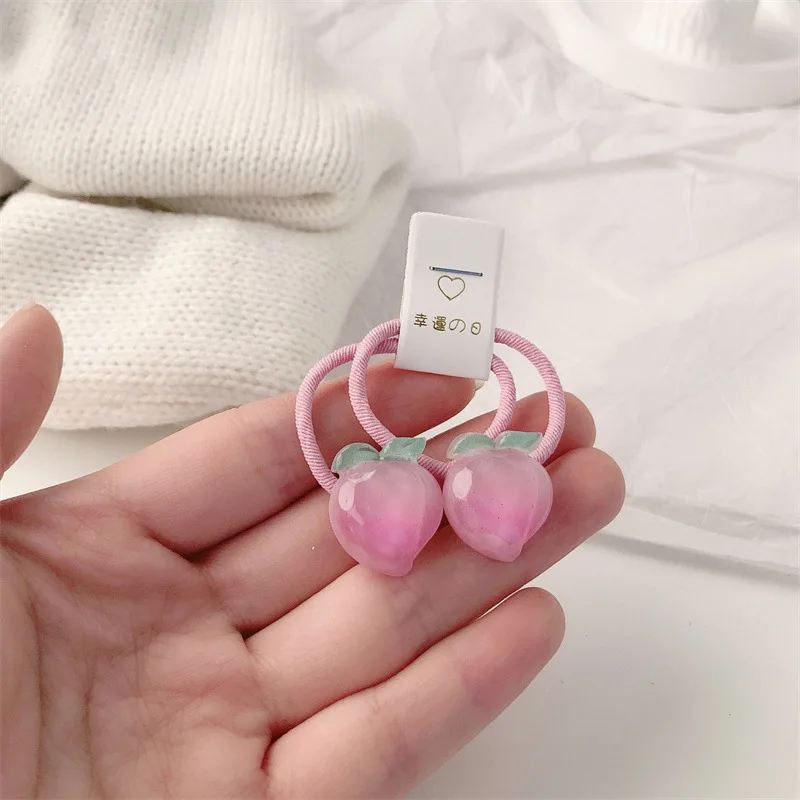 Kids Carrot Hair Ties 5 Pair Non Slip Elastic Hair Bands for Girls Soft Fruit Hair Accessories Toddler view 6