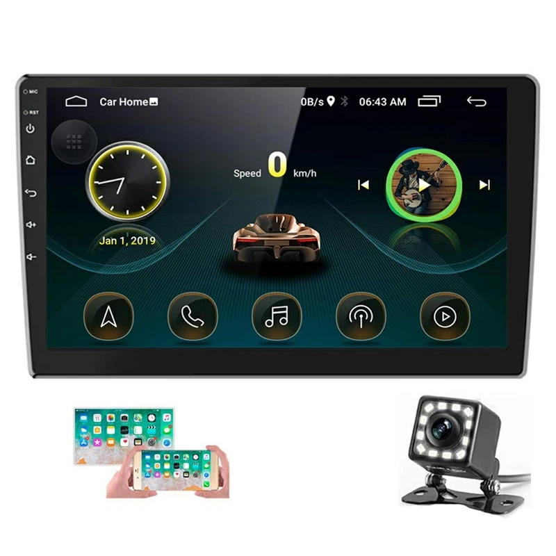 

10.1 Inch Android Car Stereo Radio With Bluetooth FM GPS Wifi HD Touch-Screen Multimedia Player+Rear View Camera