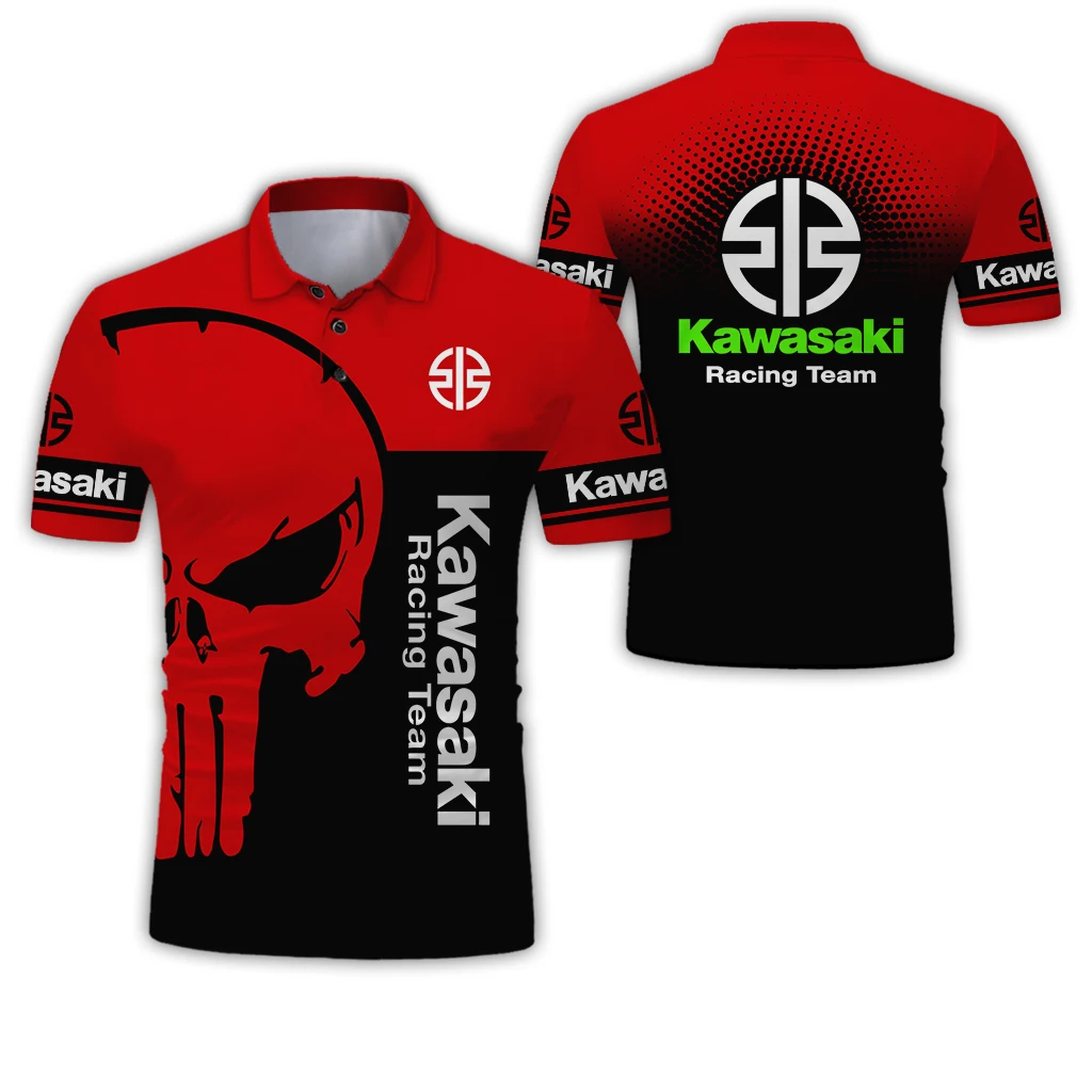 2025 Men's New Polo Shirt Kawasaki Motorcycle Graphic 3D Print Fashion Comfort Quick-Drying Polo Shirt Men Cool Casual Polo Tops