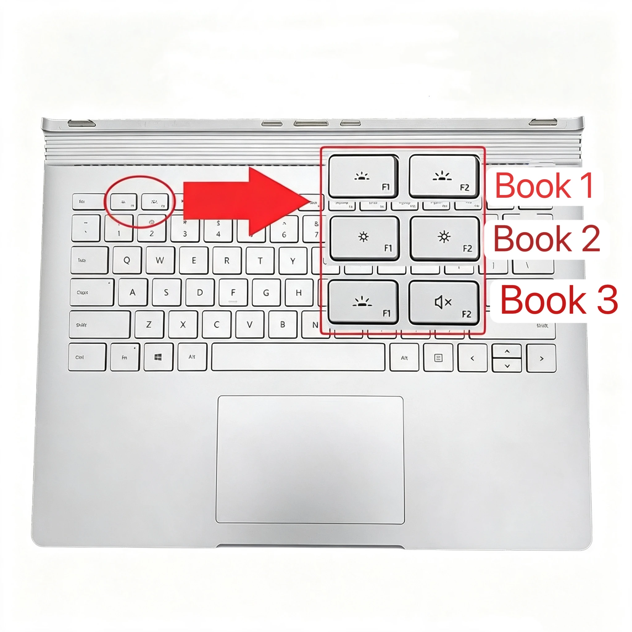 Keyboard Assembly For Book 1/2/3 Topcase 1704 1705 1785 1834 1835 1813 1907 1908 1909 13.5/15'' US Layout Battery Motherboard