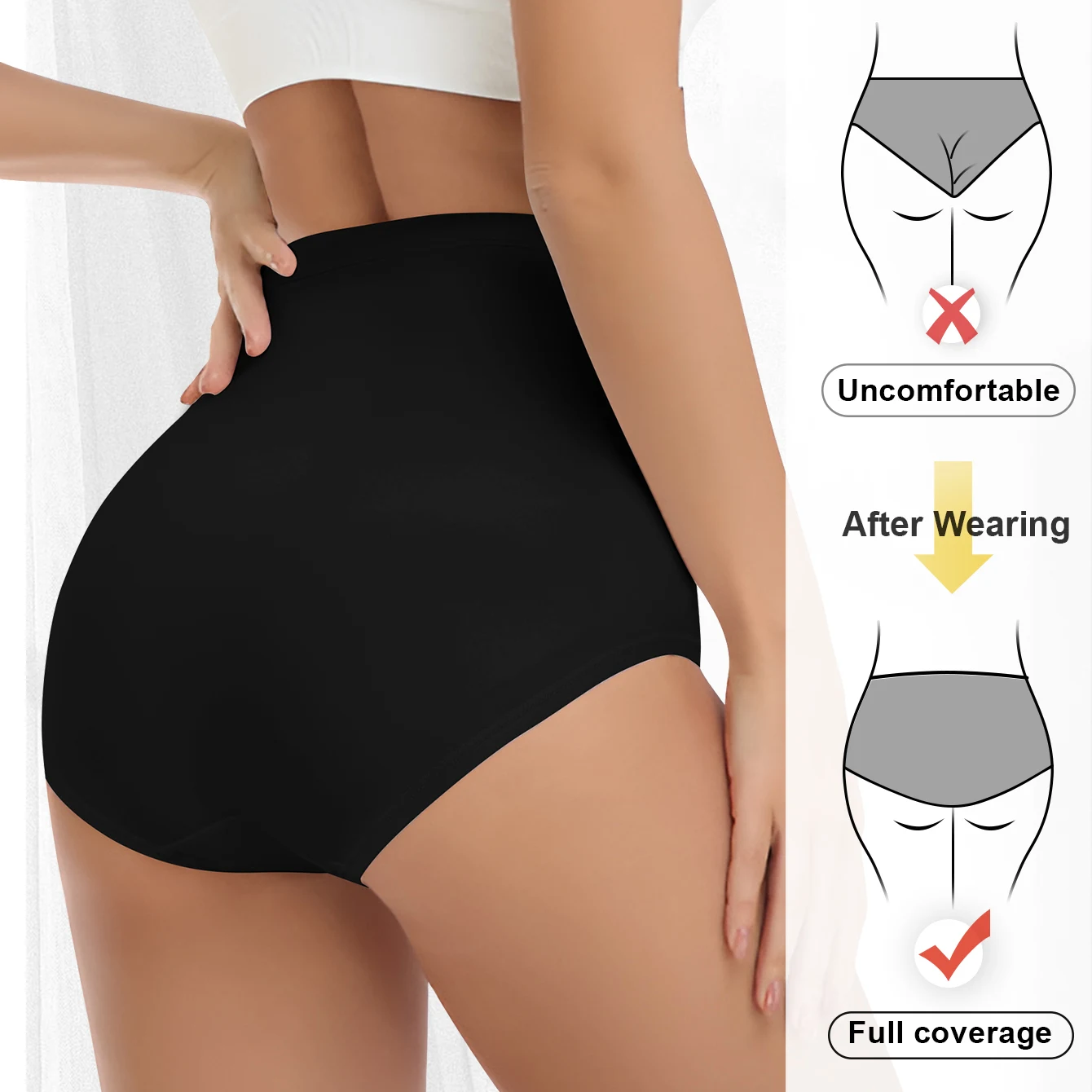 4pcs High Waisted Women's Panties Comfortable Cotton Cross Tummy Tuck Breathabl… - Image 2