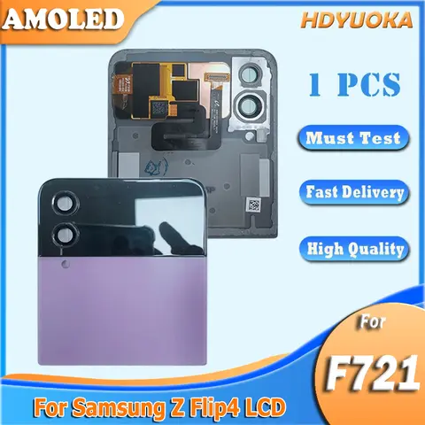 Amoled lcd externo para samsung z flip4 zflip 4 display lcd tela de toque para SM-F721B SM-F721B/ds SM-F721N tela